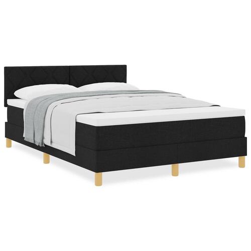 Box Spring Seng med Madras Sort 160x200 cm Stof