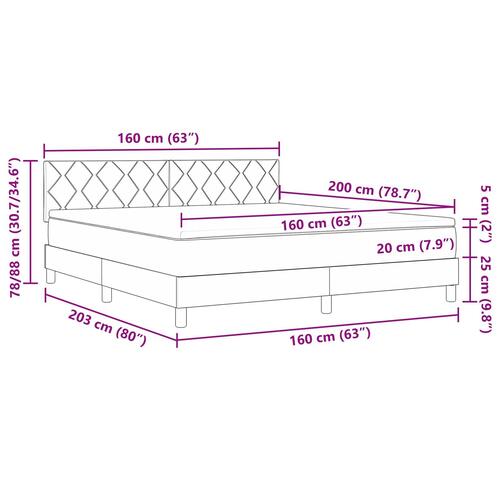 Box Spring Seng med Madras Sort 160x200 cm Stof