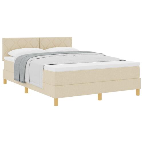 Box Spring Seng med Madras Creme 160x200 cm Stof