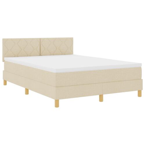 Box Spring Seng med Madras Creme 160x200 cm Stof