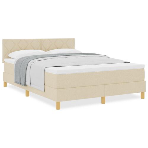 Box Spring Seng med Madras Creme 160x200 cm Stof