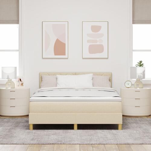 Box Spring Seng med Madras Creme 160x200 cm Stof