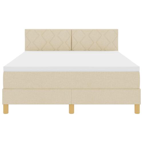 Box Spring Seng med Madras Creme 160x200 cm Stof