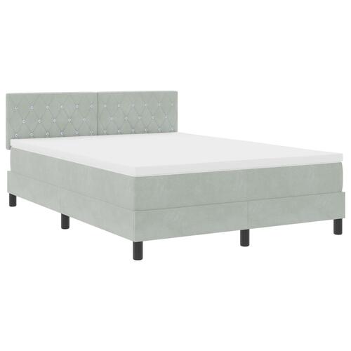 Box Spring Seng med Madras Lysegrå 140x190 cm Fløjl