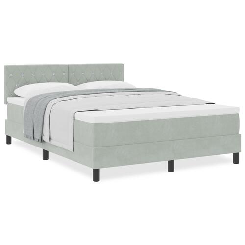 Box Spring Seng med Madras Lysegrå 140x190 cm Fløjl