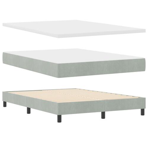 Box Spring Seng med Madras Lysegrå 140x190 cm Fløjl