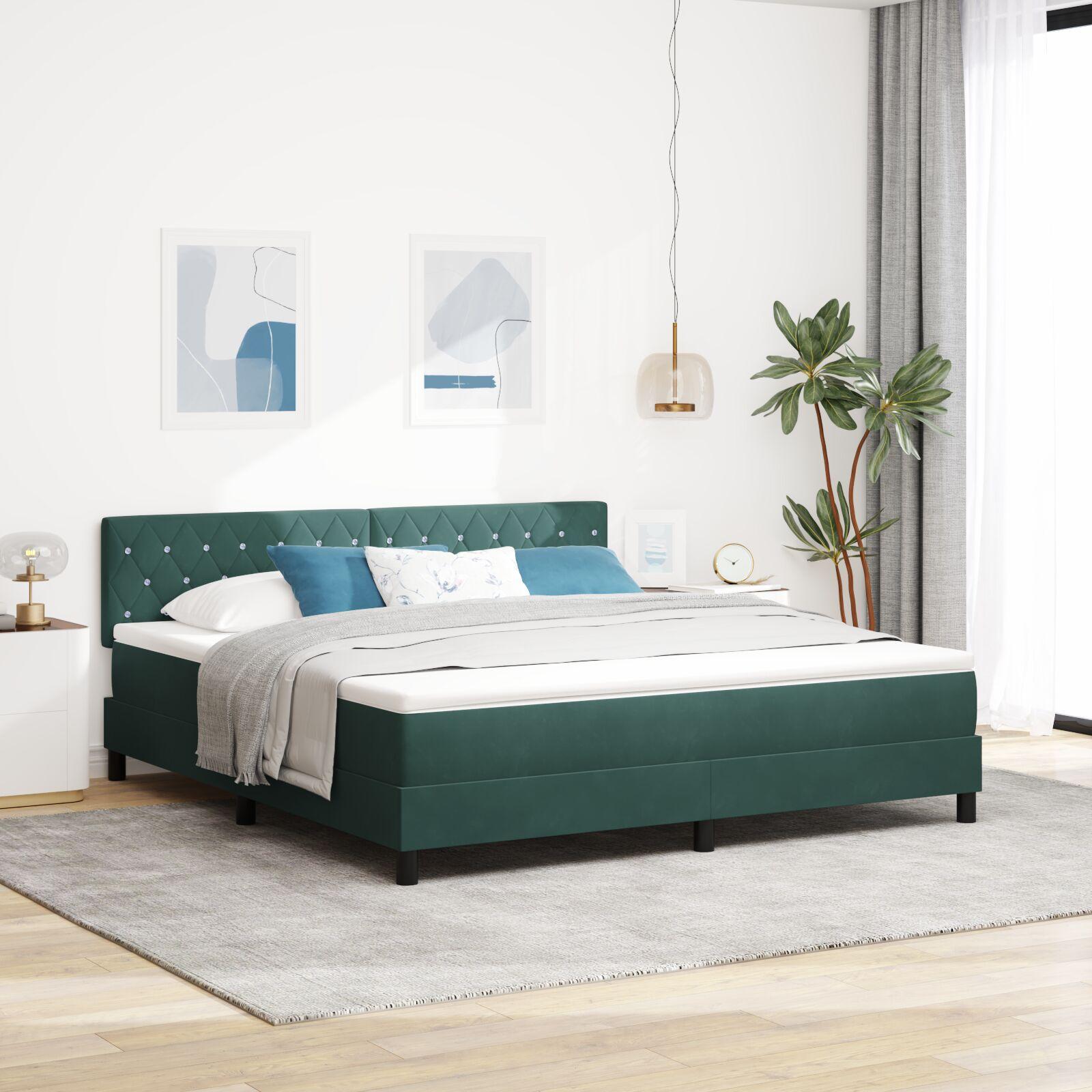 Kontinentalseng med madras 180 x 200 cm i mørkegrøn fløjl