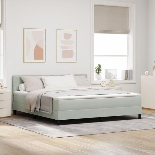 Box Spring Seng med Madras Lysegrå Super King Fløjl