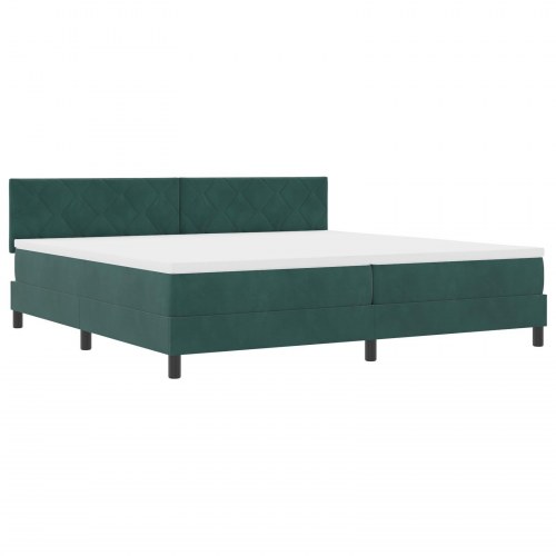 Box Spring Seng med Madras Mørkegrøn 200x200 cm Fløjl