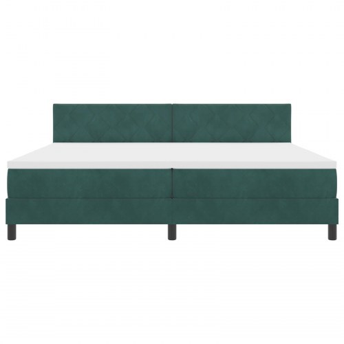 Box Spring Seng med Madras Mørkegrøn 200x200 cm Fløjl