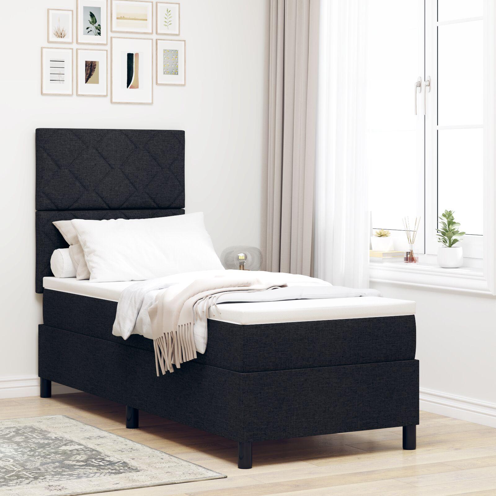 Boxmadras Med Madras Sort 80x200 Cm Stof