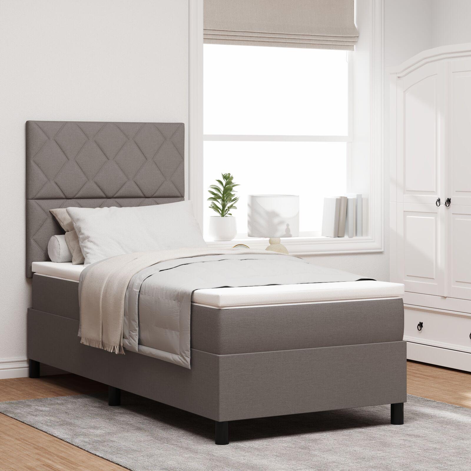 vidaXL Box spring seng med hovedgærde Gråbrun 100 x 200 cm Stof