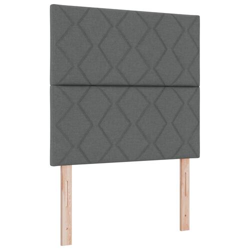 Box Spring Seng med Madras Mørkegrå Lille Dobbeltseng Stof