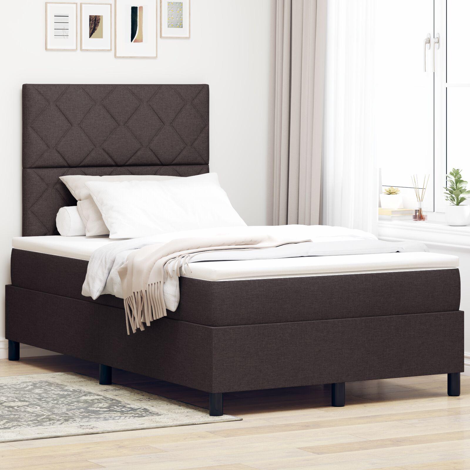 Box Spring Seng Med Madras Mørkebrun 120 X 190 Cm Stof