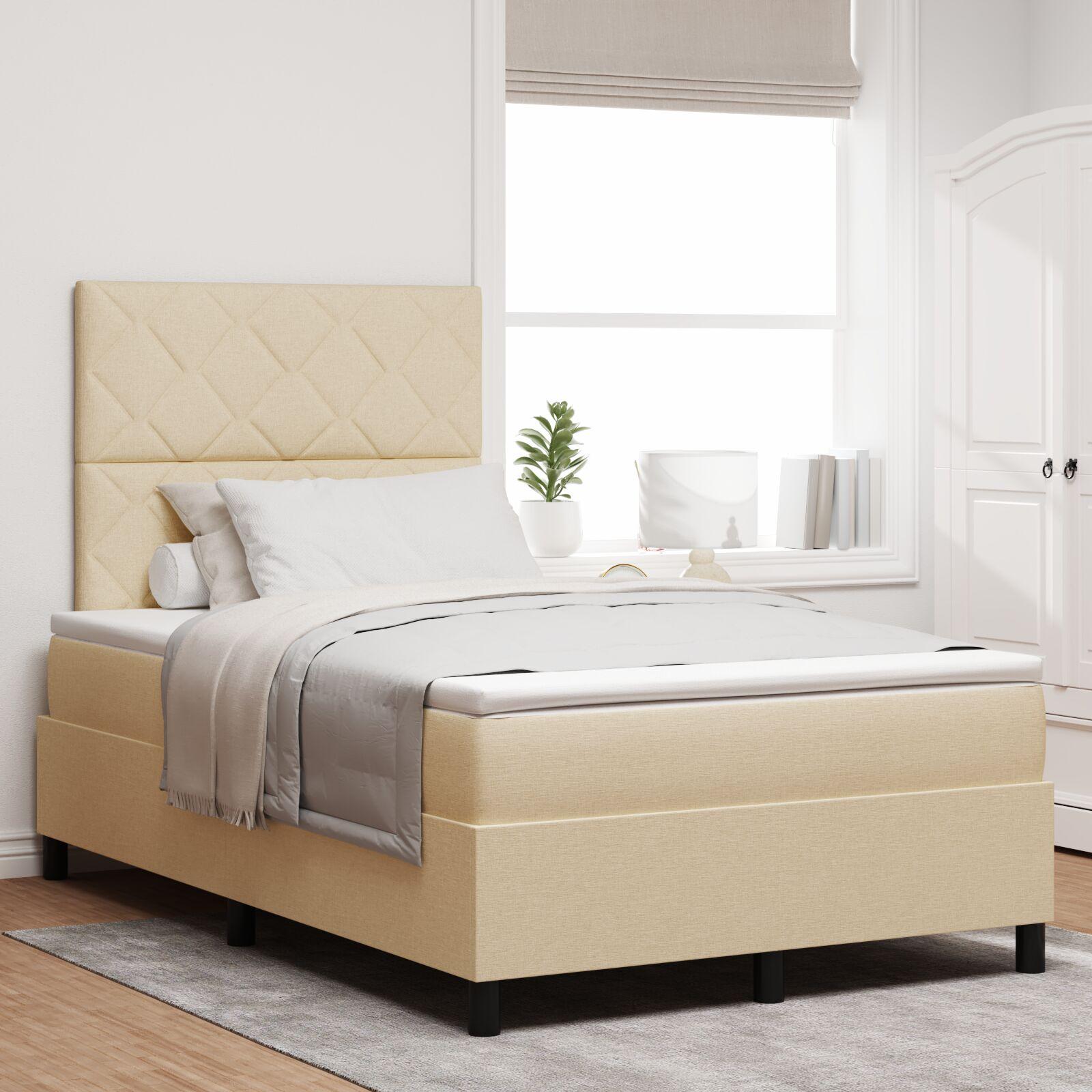 Kontinentalseng med madras Creme 120 x 200 cm Stof