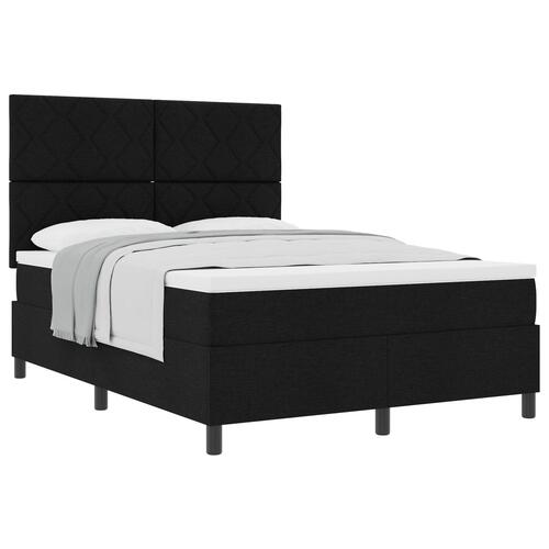 Box Spring Seng med Madras Sort 140x200 cm Stof