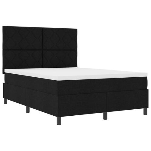 Box Spring Seng med Madras Sort 140x200 cm Stof