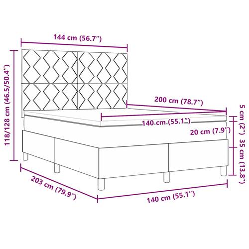 Box Spring Seng med Madras Sort 140x200 cm Stof