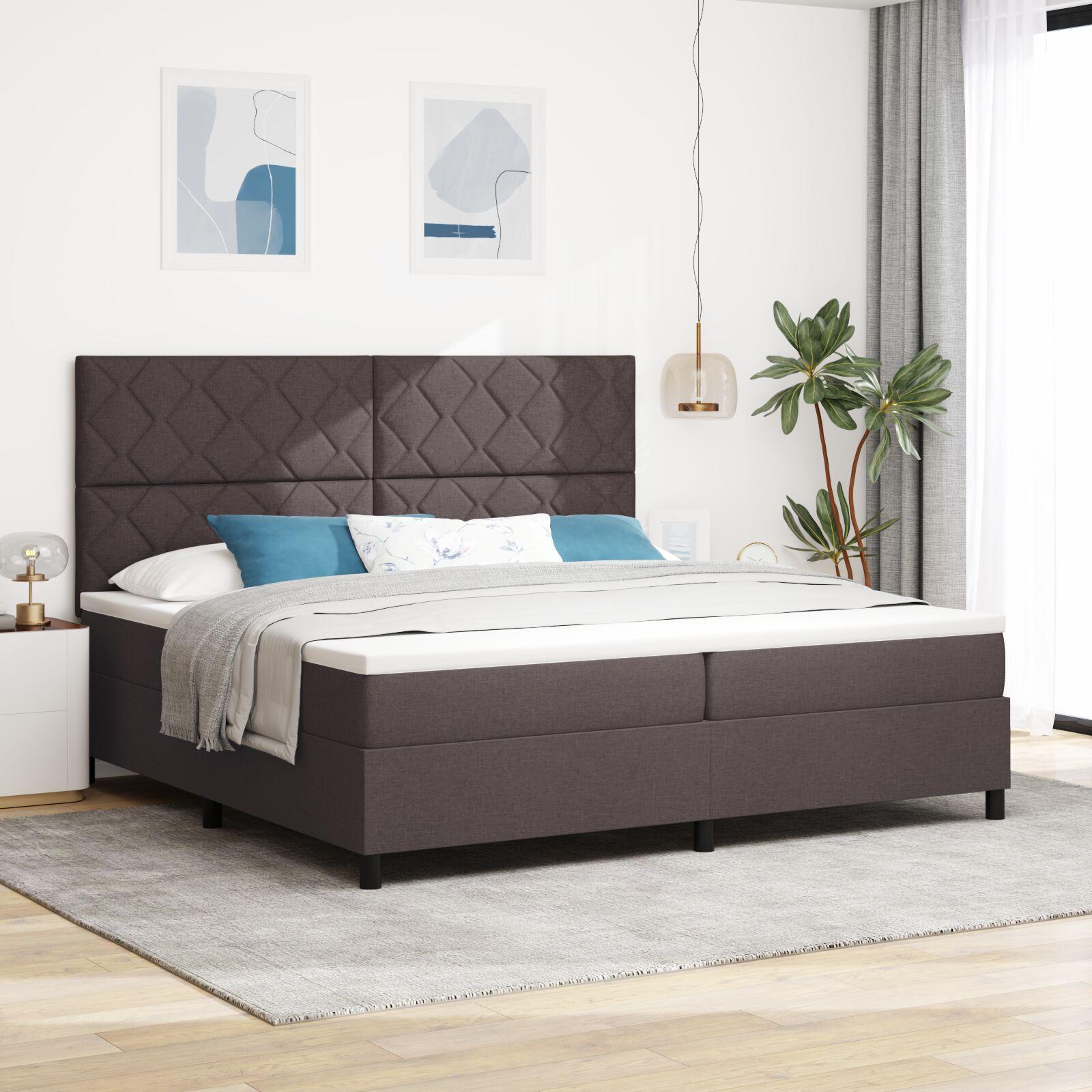 Kontinentalseng med madras Mørk Brun 200 x 200 cm Stof