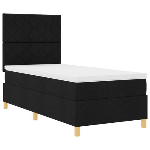 Box Spring Seng med Madras Sort Enkel Stof