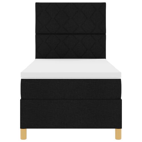 Box Spring Seng med Madras Sort Enkel Stof