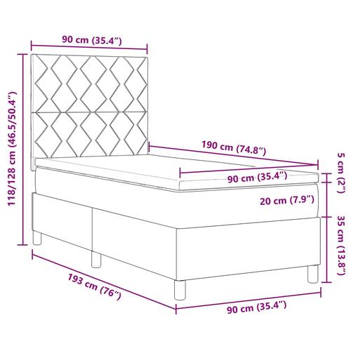 Box Spring Seng med Madras Sort Enkel Stof