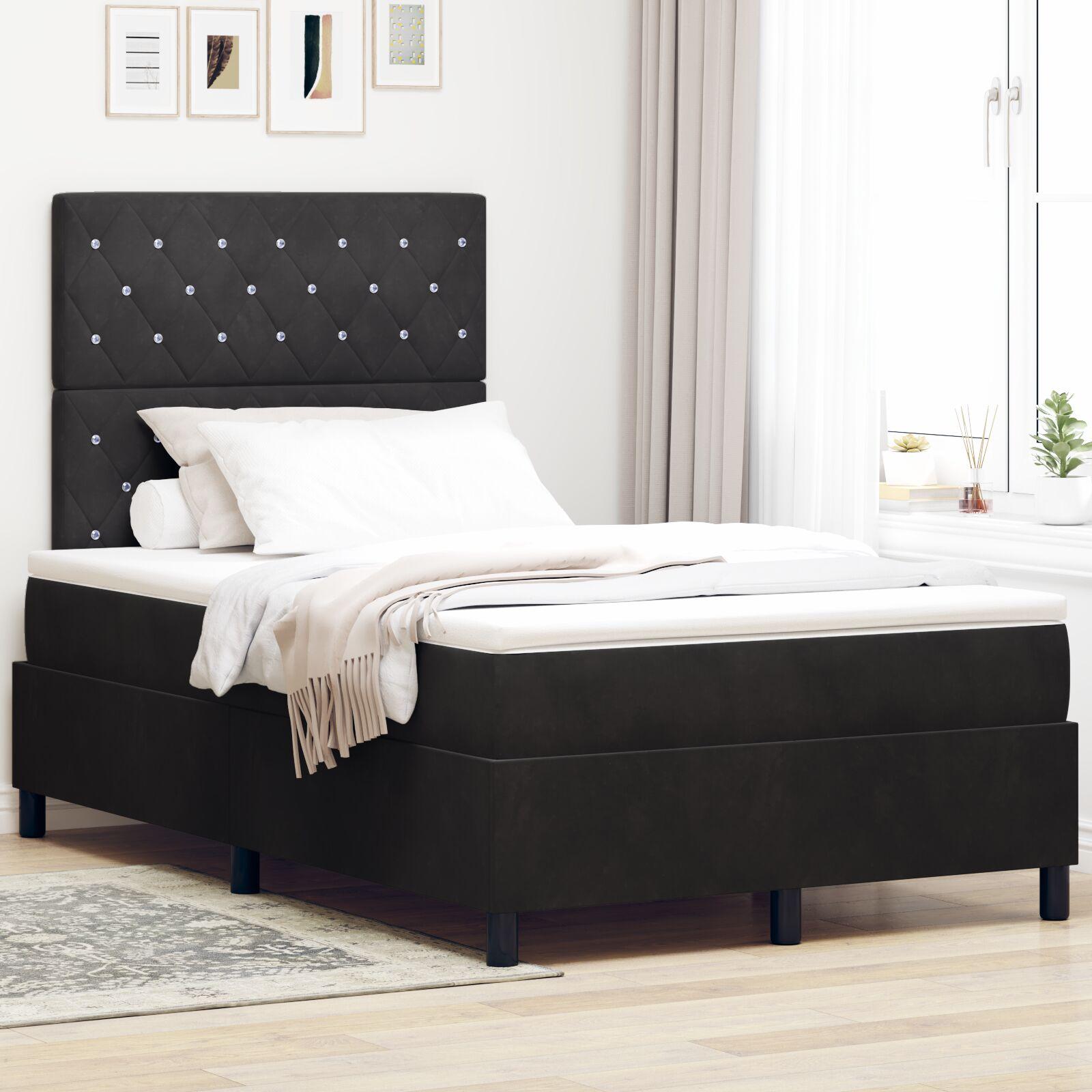 vidaXL Box spring seng med madras Sort 120 x 200 cm Fløjl