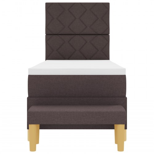 Box Spring Seng med madras & bænk Mørk Brun 80x200 cm Stof