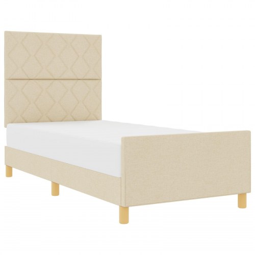 Sengramme i cremefarve 90x190 cm i stof