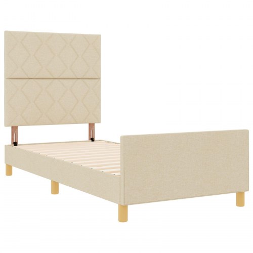 Sengramme i cremefarve 90x190 cm i stof