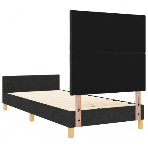 Sengestel Sæt af 2 Sort Massivt træ, stof 90 x 200 cm Holdbart