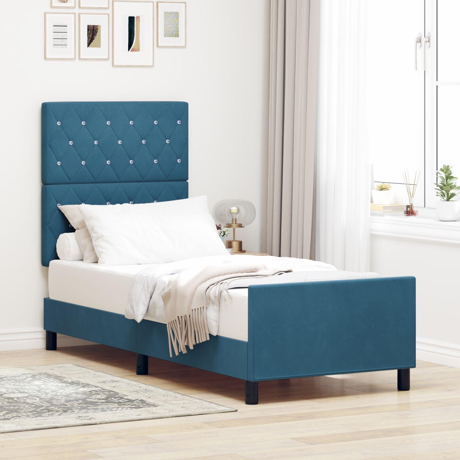 vidaXL Box spring seng med hovedgærde Mørk blå 80 x 200 cm Fløjl