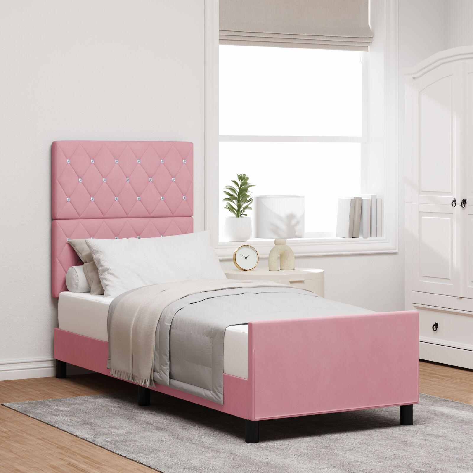 vidaXL Box spring seng med hovedgærde Lyserød 80 x 200 cm Fløjl