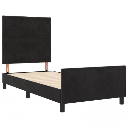 Seng Ramme Sort 90x190 cm Velour