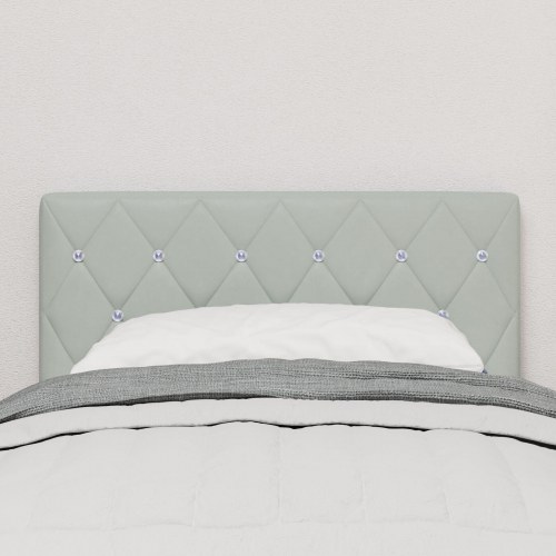 Hovedgærde med krystalknapper, tufted, lysegrå, 80 cm, fløjl