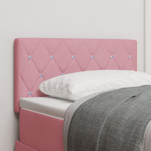 Hovedgærde med krystalknapper, tufted, pink 80 cm fløjl