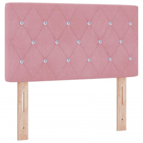 Hovedgærde med krystalknapper, tufted, pink 80 cm fløjl