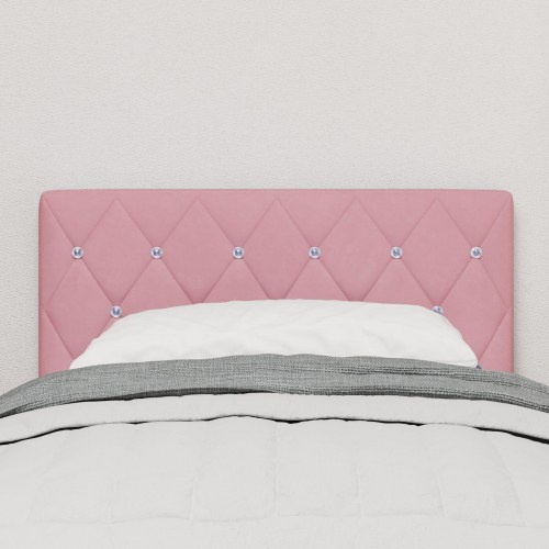 Hovedgærde med krystalknapper, tufted, pink 80 cm fløjl