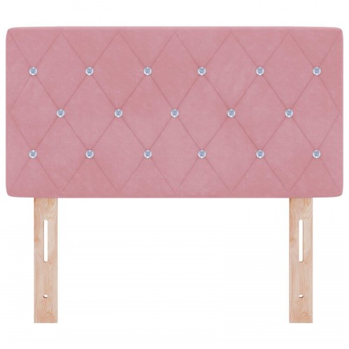 Hovedgærde med krystalknapper, tufted, pink 80 cm fløjl