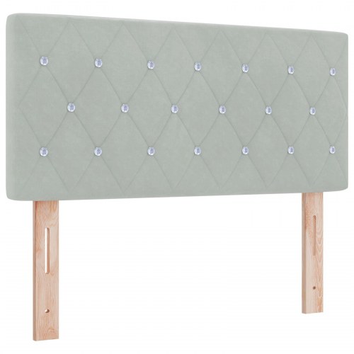 Hovedgavl med krystalknapper, tuftet, lysegrå, 90 cm, velour