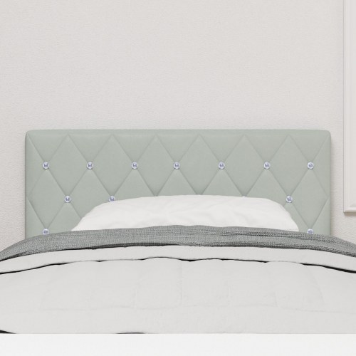 Hovedgavl med krystalknapper, tuftet, lysegrå, 90 cm, velour