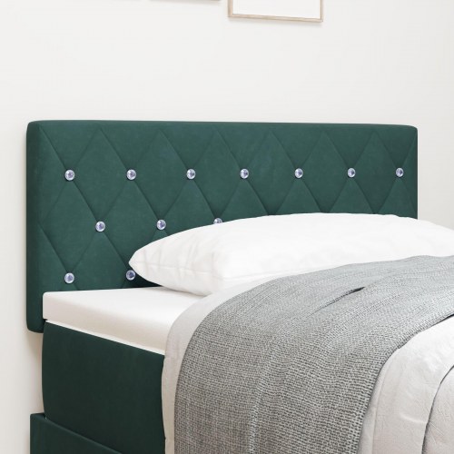 Hovedgærde med krystalknapper tufted mørkegrøn 90 cm fløjl