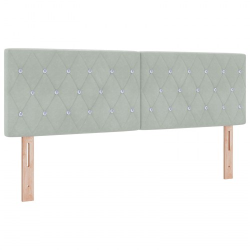 Sengegavl med krystknapper tuftet lys grå 140 cm velour