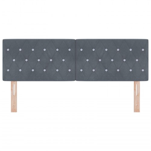 Sengegavl med krystalknapper, tufted, mørkegrå, 140 cm, fløjl