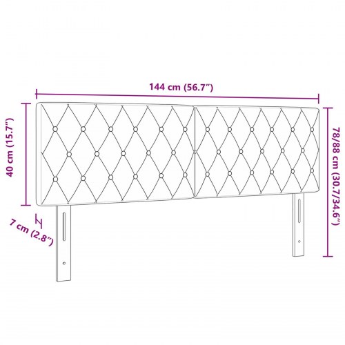 Sengegavl med krystalknapper, tufted, mørkegrå, 140 cm, fløjl