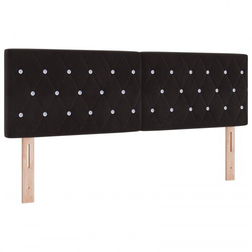 Hovedgærde med krystalknapper, tuftet, sort, 140 cm, velour