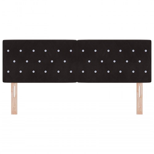 Hovedgærde med krystalknapper, tuftet, sort, 140 cm, velour