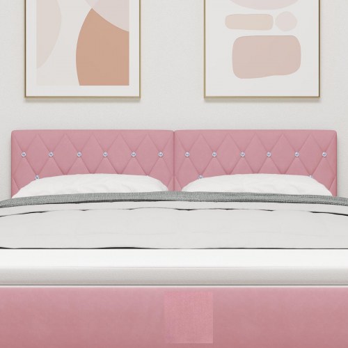 Hovedgavl Crystal Button Tuftet Pink 140 cm Velour
