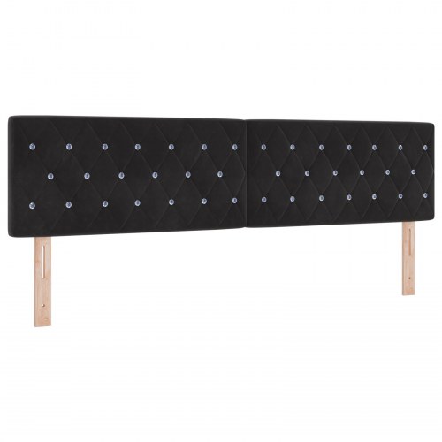 Hovedgærde med krystalknapper, tufted sort 180 cm fløjl