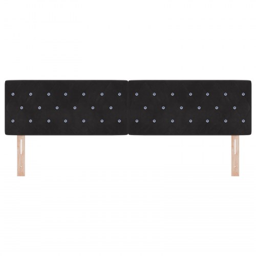 Hovedgærde med krystalknapper, tufted sort 180 cm fløjl